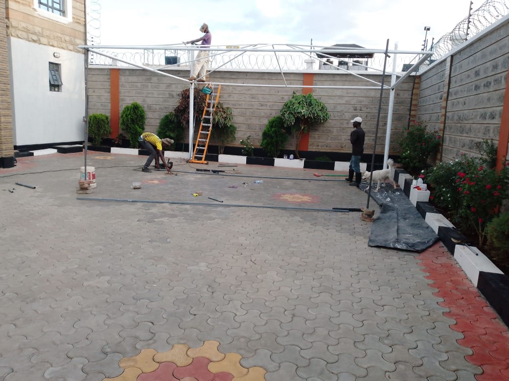 Completed car shade installation project Nairobi by Organic Tents